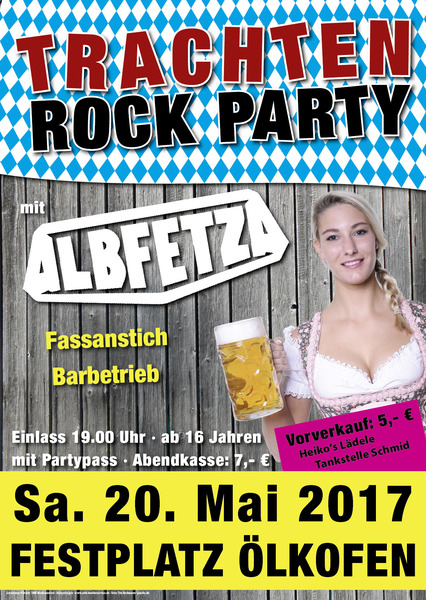 Party Flyer: Trachten-Rock-Party mit Albfetza am 20.05.2017 in Hohentengen